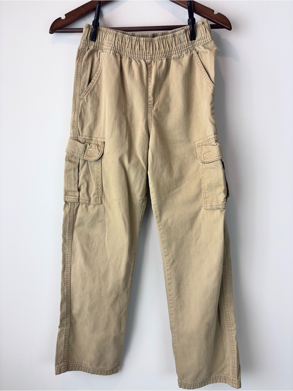 PLACE Boys Cargo Pants Khaki Beige Size 12 Elastic Waist Utility Pockets